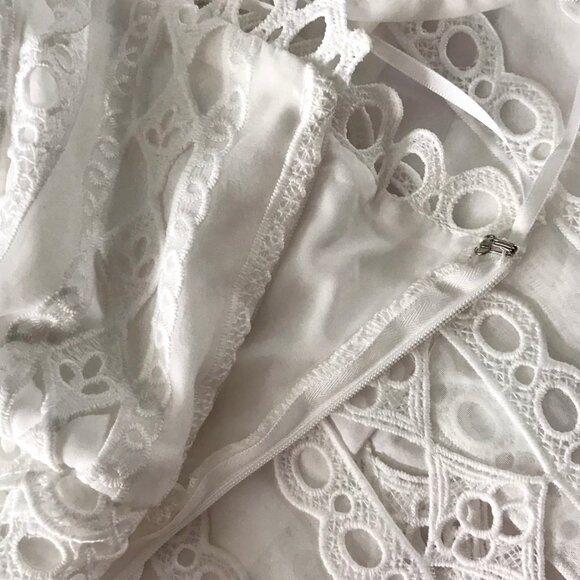 Aqua White Lace Midi Dress - Picture 5 of 6